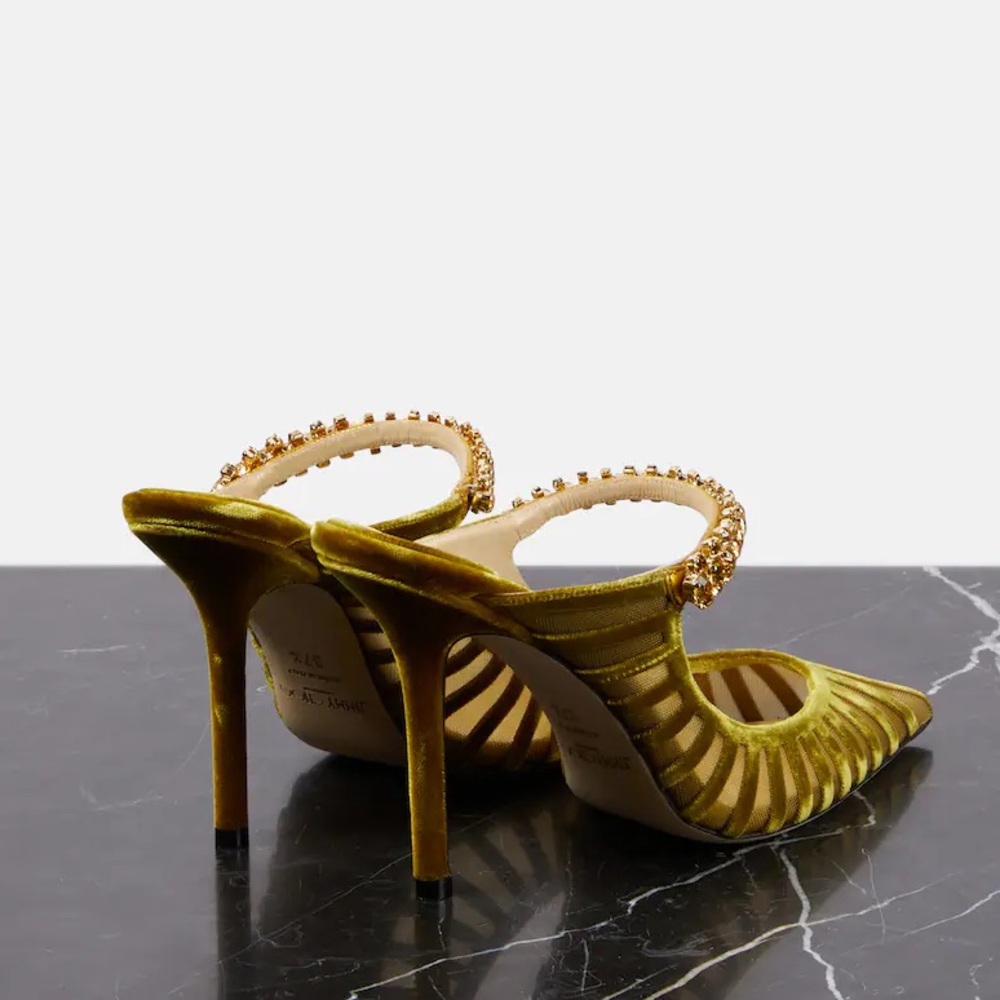 🚫SOLD🚫 Jimmy Choo Bing Crystal Embellished Pointed Toe Mule Pump - EUR 37 - Picture 4 of 12